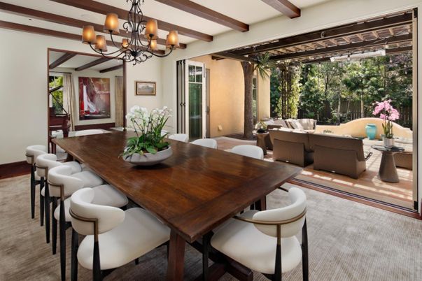 Chandelier, Dining room, Interior, Living room, Wooden Beams
