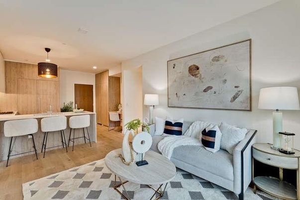 Interior, Kitchen, Living room, Pendant Lights, Recessed Lighting, Wood Texture Flooring