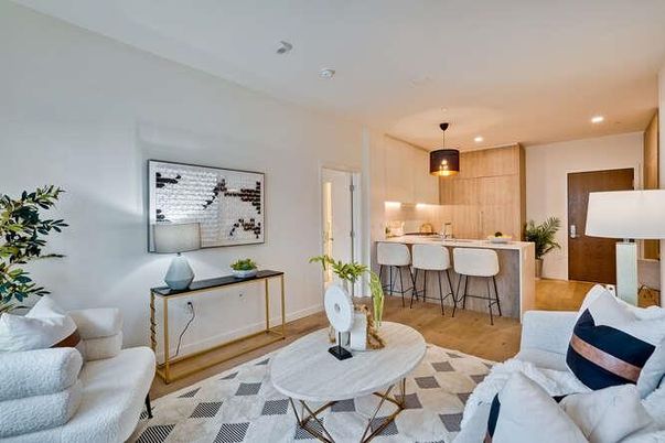 Interior, Kitchen, Living room, Pendant Lights, Recessed Lighting, Wood Texture Flooring