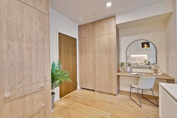 Home Office, Interior, Recessed Lighting, Wood Texture Flooring