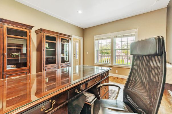 Home Office, Interior, Recessed Lighting, Wood Texture Flooring