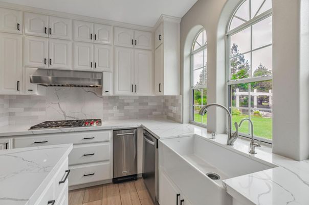 Interior, Kitchen, Stainless Steel Appliances, Wood Texture Flooring