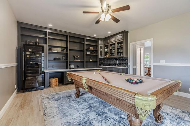 Billiard Table, Game Room, Interior, Recessed Lighting, Wood Texture Flooring