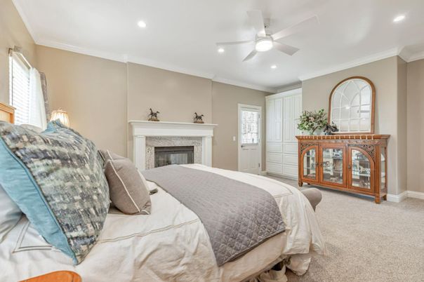 Bedroom, Fireplace, Interior, Recessed Lighting