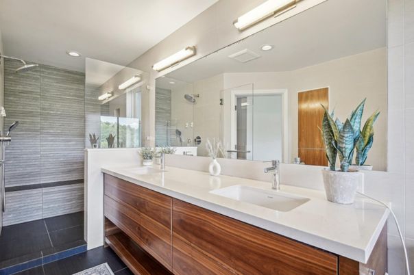 Bathroom, Dual Sink Vanities, Glass Shower, Interior, Recessed Lighting