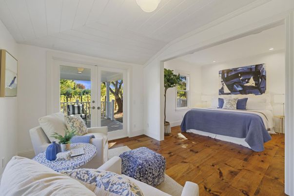 Bedroom, Interior, Living room, Recessed Lighting, Wood Texture Flooring
