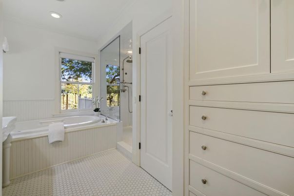 Bathroom, Glass Shower, Interior, Recessed Lighting
