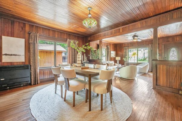 Dining room, Interior, Living room, Wooden Beams, Wooden Ceilings, Wood Texture Flooring, Wooden Walls