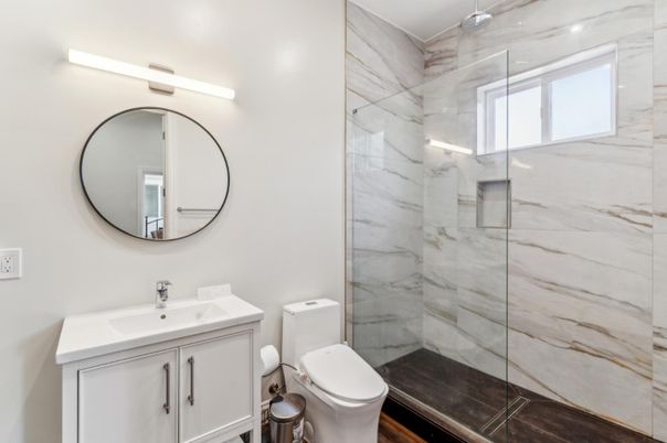 Bathroom, Glass Shower, Interior, Marble Walls