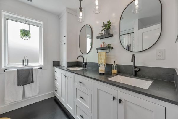 Bathroom, Dual Sink Vanities, Interior, Pendant Lights