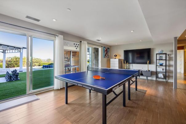 Game Room, Interior, Recessed Lighting, Wood Texture Flooring