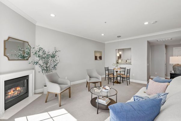Dining room, Fireplace, Interior, Living room, Pendant Lights, Recessed Lighting