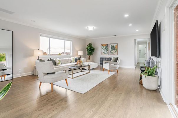 Interior, Living room, Recessed Lighting, Wood Texture Flooring