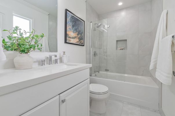 Bathroom, Glass Shower, Interior, Recessed Lighting