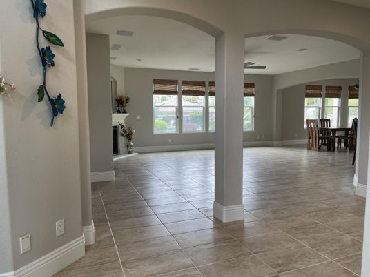 Dining room, Fireplace, Interior, Recessed Lighting