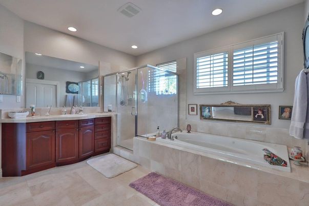 Bathroom, Dual Sink Vanities, Glass Shower, Interior, Recessed Lighting