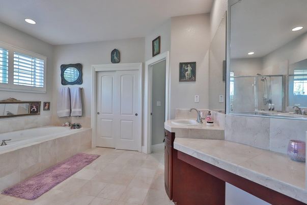 Bathroom, Dual Sink Vanities, Glass Shower, Interior, Recessed Lighting