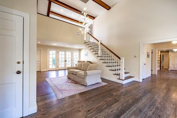 Interior, Pendant Lights, Recessed Lighting, Wooden Beams, Wood Texture Flooring