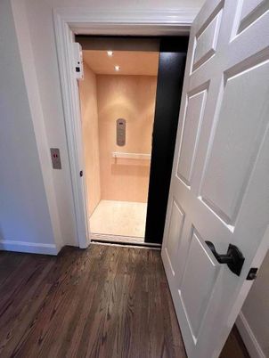 Elevator, Interior, Recessed Lighting, Wood Texture Flooring