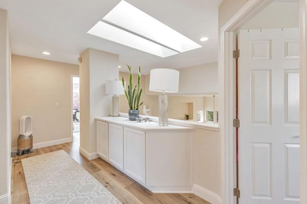 Home Office, Interior, Recessed Lighting, Wood Texture Flooring