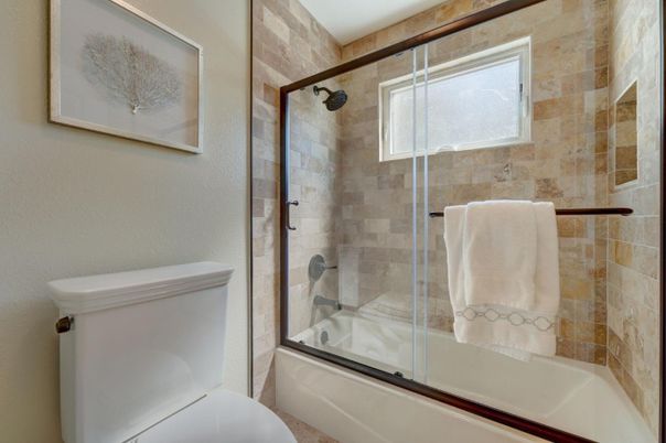 Bathroom, Glass Shower, Interior, Stone Walls