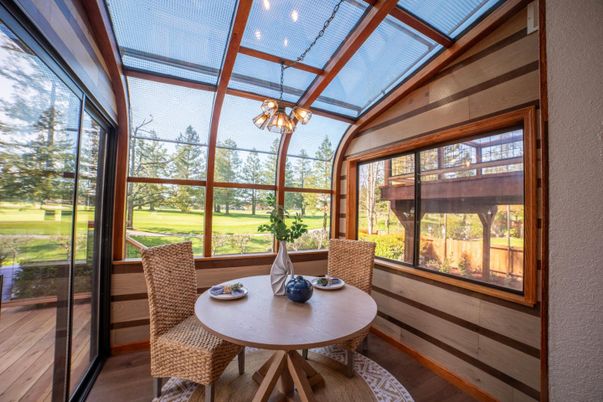 Dining room, Glass Ceilings, Interior, Sun Room, Wood Texture Flooring