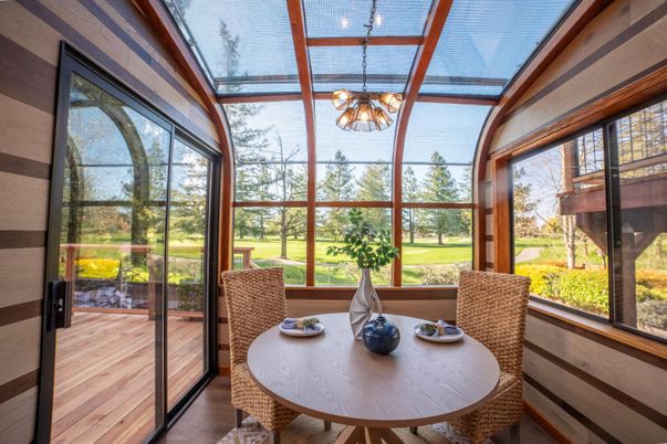 Dining room, Glass Ceilings, Interior, Sun Room, Wood Texture Flooring