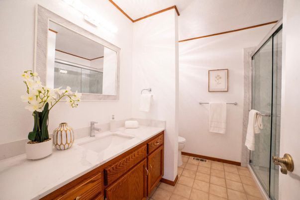 Bathroom, Dual Sink Vanities, Glass Shower, Interior