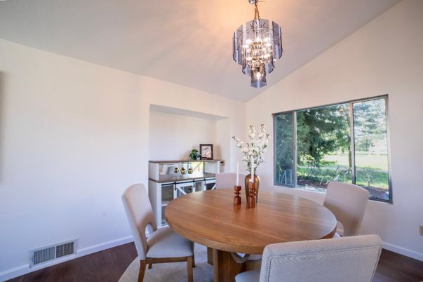 Chandelier, Dining room, Interior, Wood Texture Flooring