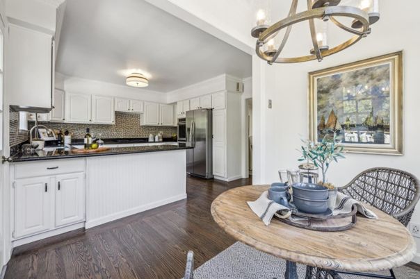Interior, Kitchen, Pendant Lights, Stainless Steel Appliances, Wood Texture Flooring