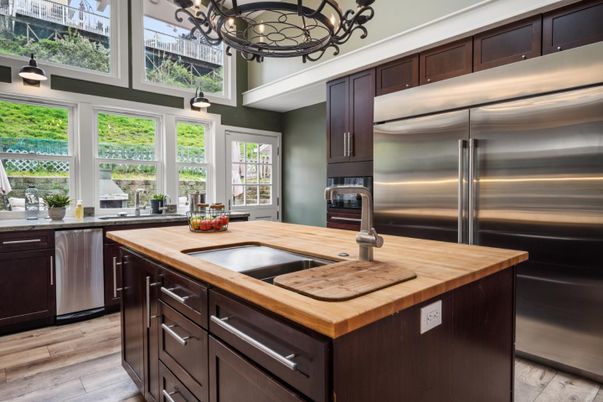 Interior, Kitchen, Stainless Steel Appliances, Wood Texture Flooring