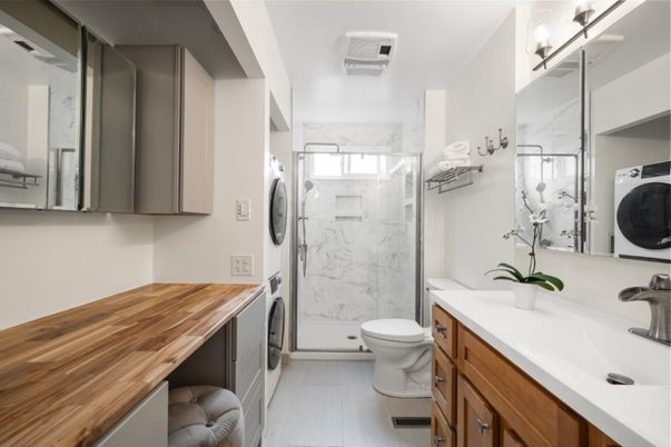 Bathroom, Glass Shower, Interior, Marble Walls