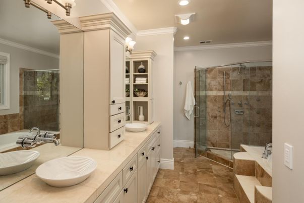 Bathroom, Dual Sink Vanities, Glass Shower, Interior, Recessed Lighting
