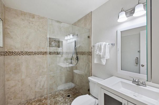 Bathroom, Bedroom, Interior, Recessed Lighting, Wood Texture Flooring