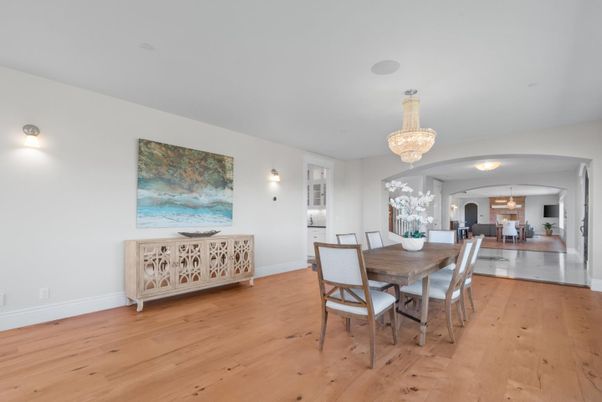 Chandelier, Dining room, Interior, Wood Texture Flooring