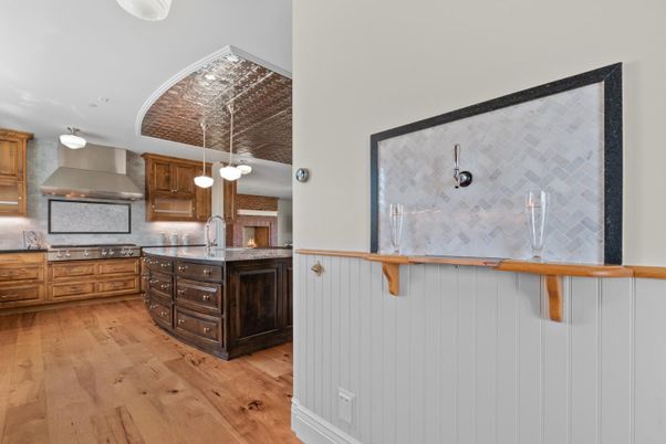 Interior, Kitchen, Pendant Lights, Wood Texture Flooring