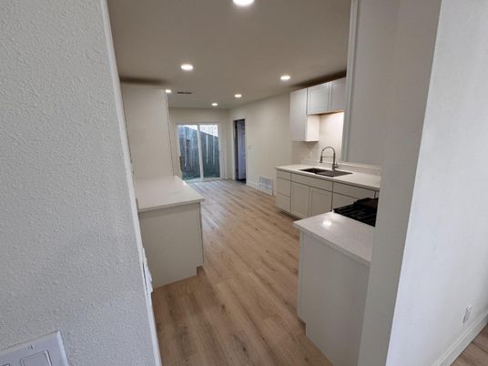 Interior, Kitchen, Recessed Lighting, Wood Texture Flooring