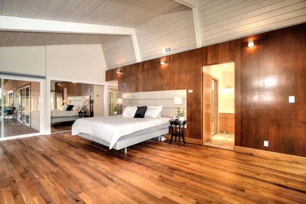 Bedroom, Interior, Wood Texture Flooring, Wooden Walls