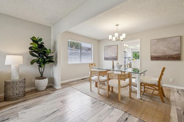 Chandelier, Dining room, Interior, Wood Texture Flooring