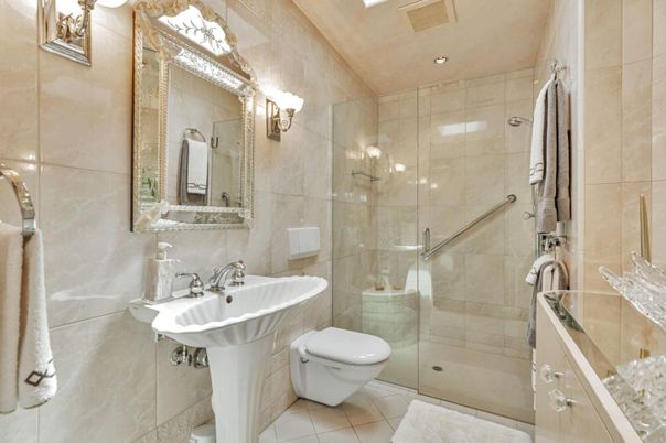 Bathroom, Glass Shower, Interior, Recessed Lighting