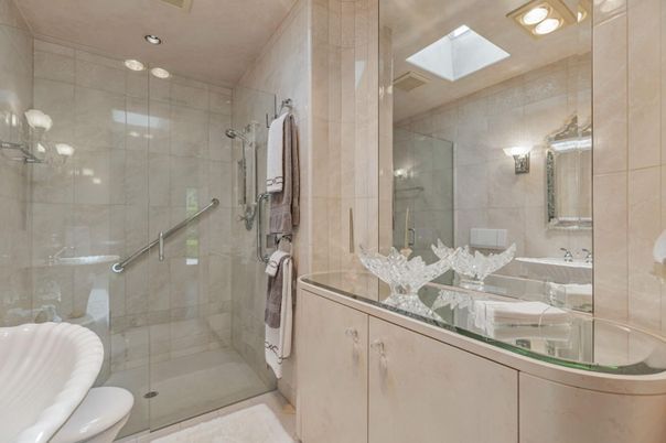 Bathroom, Glass Shower, Interior, Recessed Lighting
