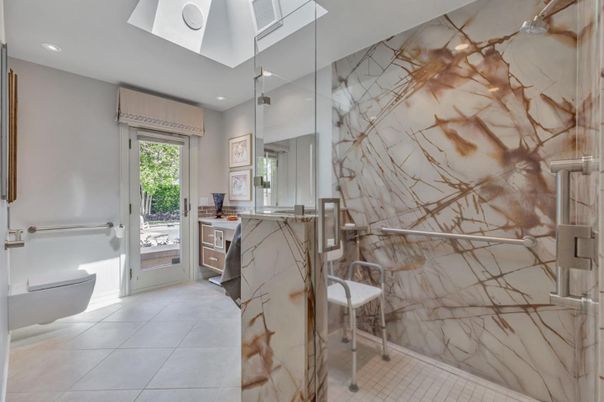 Bathroom, Interior, Marble Walls, Recessed Lighting