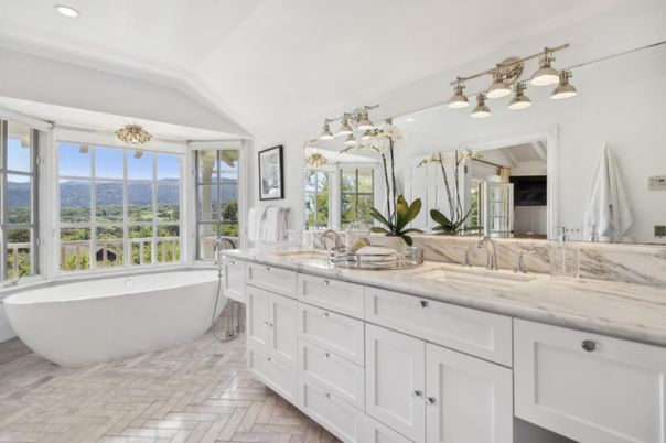 Bathroom, Dual Sink Vanities, Free Standing Baths, Interior, Recessed Lighting