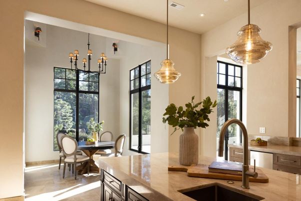 Dining room, Interior, Kitchen, Pendant Lights, Recessed Lighting