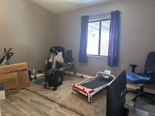 Fitness Equipment, Home Office, Interior, Wood Texture Flooring