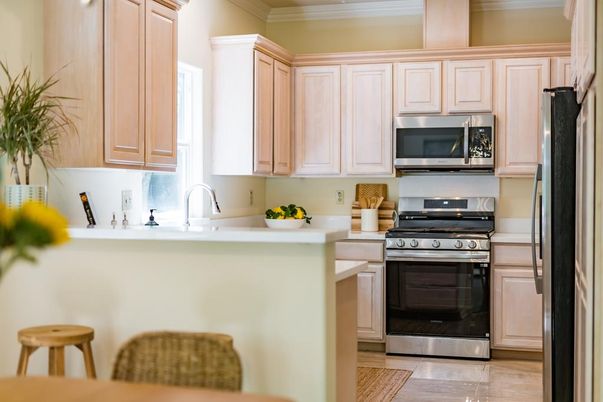 Interior, Kitchen, Stainless Steel Appliances, Wood Texture Flooring