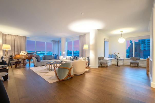 Interior, Living room, Pendant Lights, Piano, Wood Texture Flooring