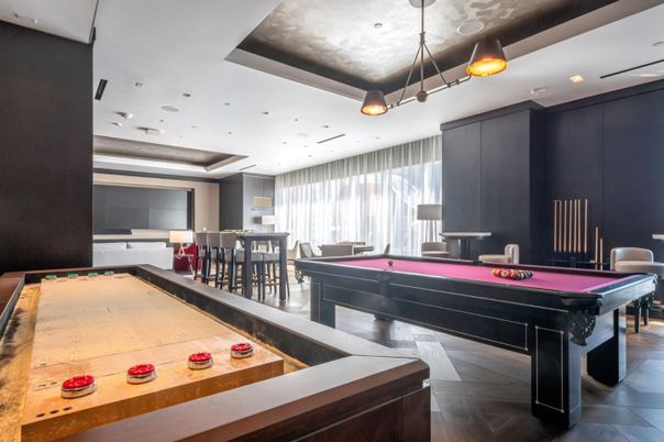 Billiard Table, Game Room, Interior, Pendant Lights, Recessed Lighting