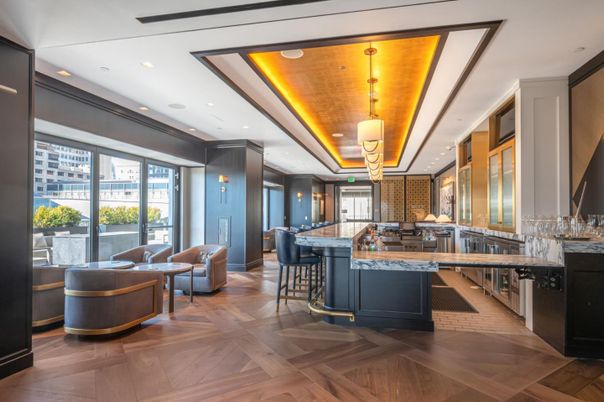 Interior, Kitchen, Living room, Pendant Lights, Recessed Lighting, Wood Texture Flooring