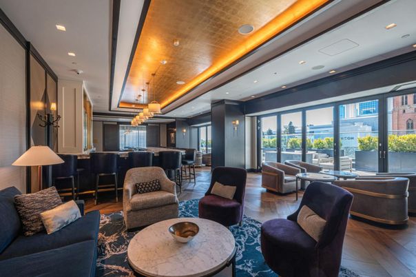 Dining room, Interior, Living room, Pendant Lights, Recessed Lighting, Wood Texture Flooring